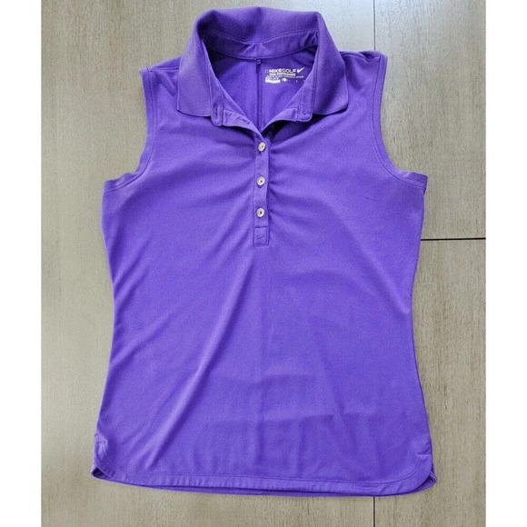 Nike Golf Dri-Fit Tour Performance  Sleeveless Purple Polo Shirt Tennis Large - Picture 1 of 8